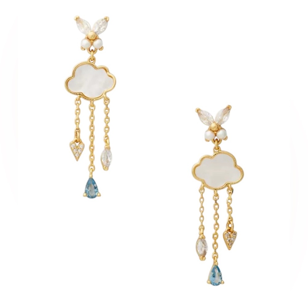 Kate Spade Wishes Cubic Zirconia & Mother of Pearl Cloud Drop‎ Earrings NEW